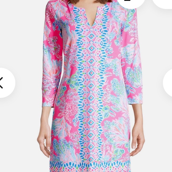 Lilly Pulitzer Nadine Chilly Lilly Dress  Prosecco pink seaing things Large - Picture 1 of 2